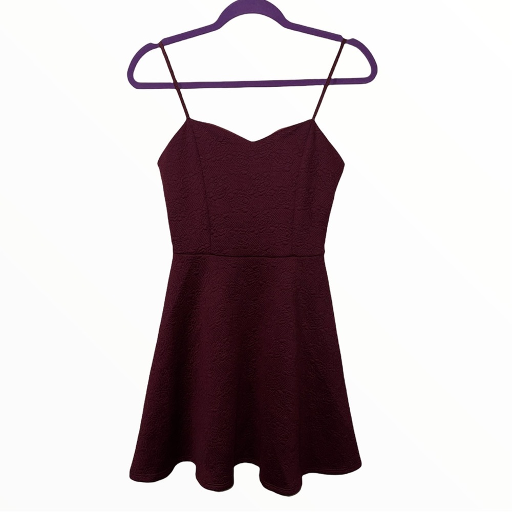 Propose style burgundy floral dress